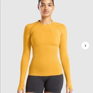 Gymshark Vital Seamless 2.0 Light Long Sleeve Top Women’s XS Orange CrossFit Gym